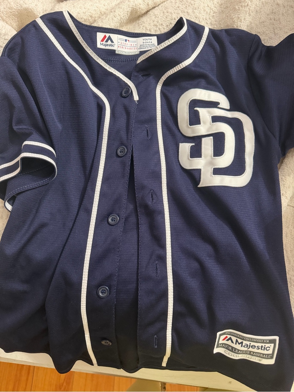 San Diego baseball button jersey top kids youth small blue white